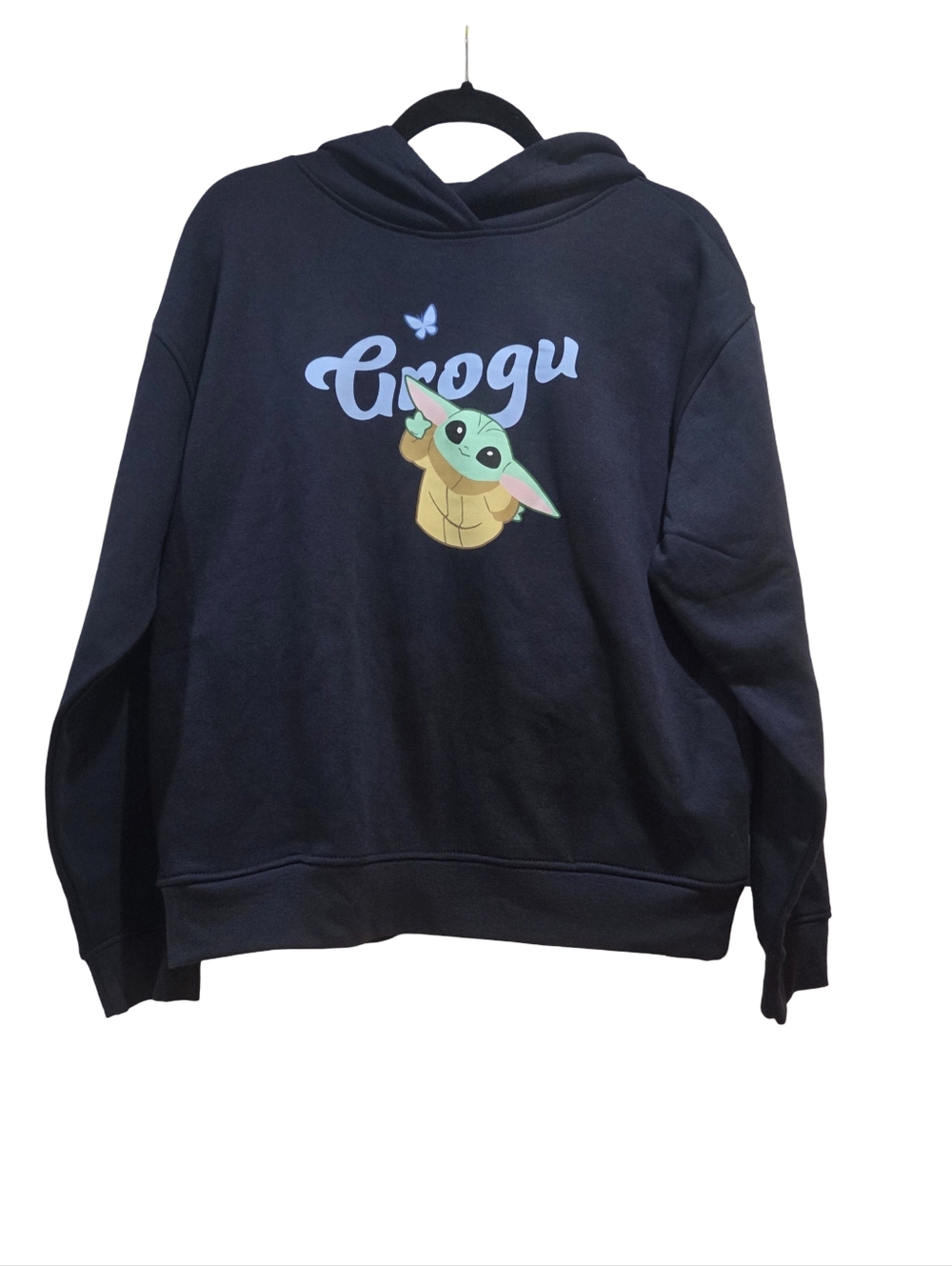 Primark Star Wars Mandalorian GROGU Navy Blue Pullover Hoodie Women's Medium NEW